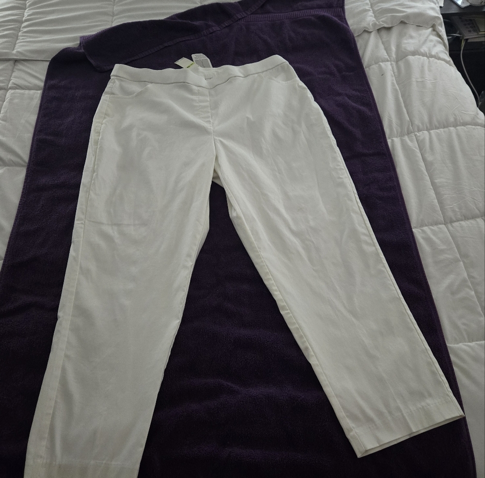 Alfred Dunner Women's Allure White Straight Leg Stretch Pants